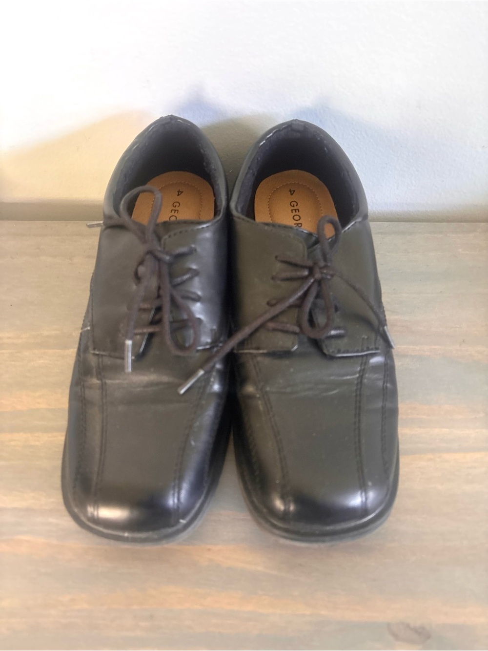 George Black Lace Up Dress Shoes- Youth Boys Size 4